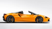 Side profile studio shot of McLaren Artura Spider