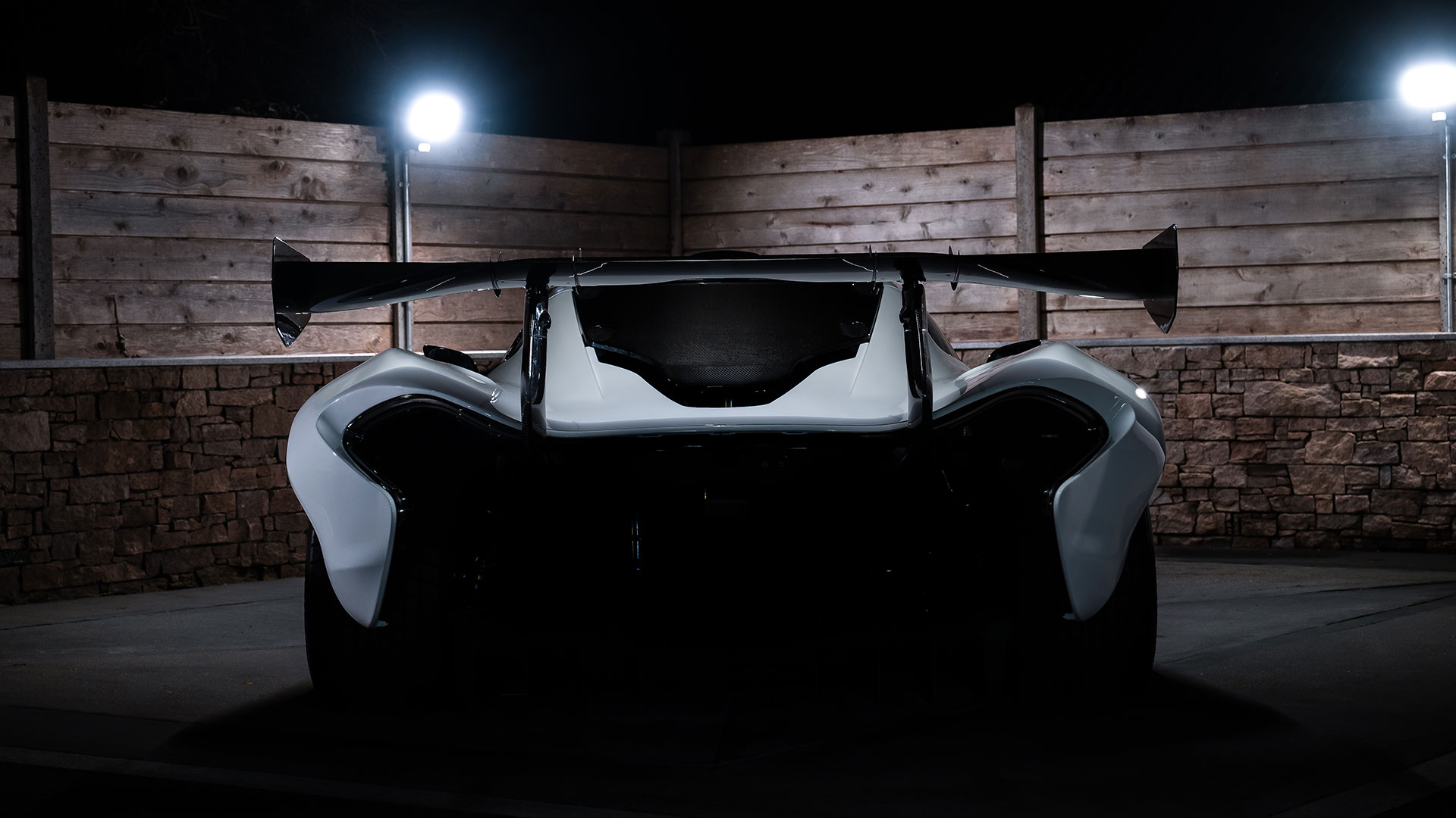 Shadowy image of McLaren P1 GTR body ready to ship to New Zealand for some drift modding