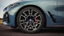 2024 BMW i4 refresh, close up of wheel with bi-colour pattern