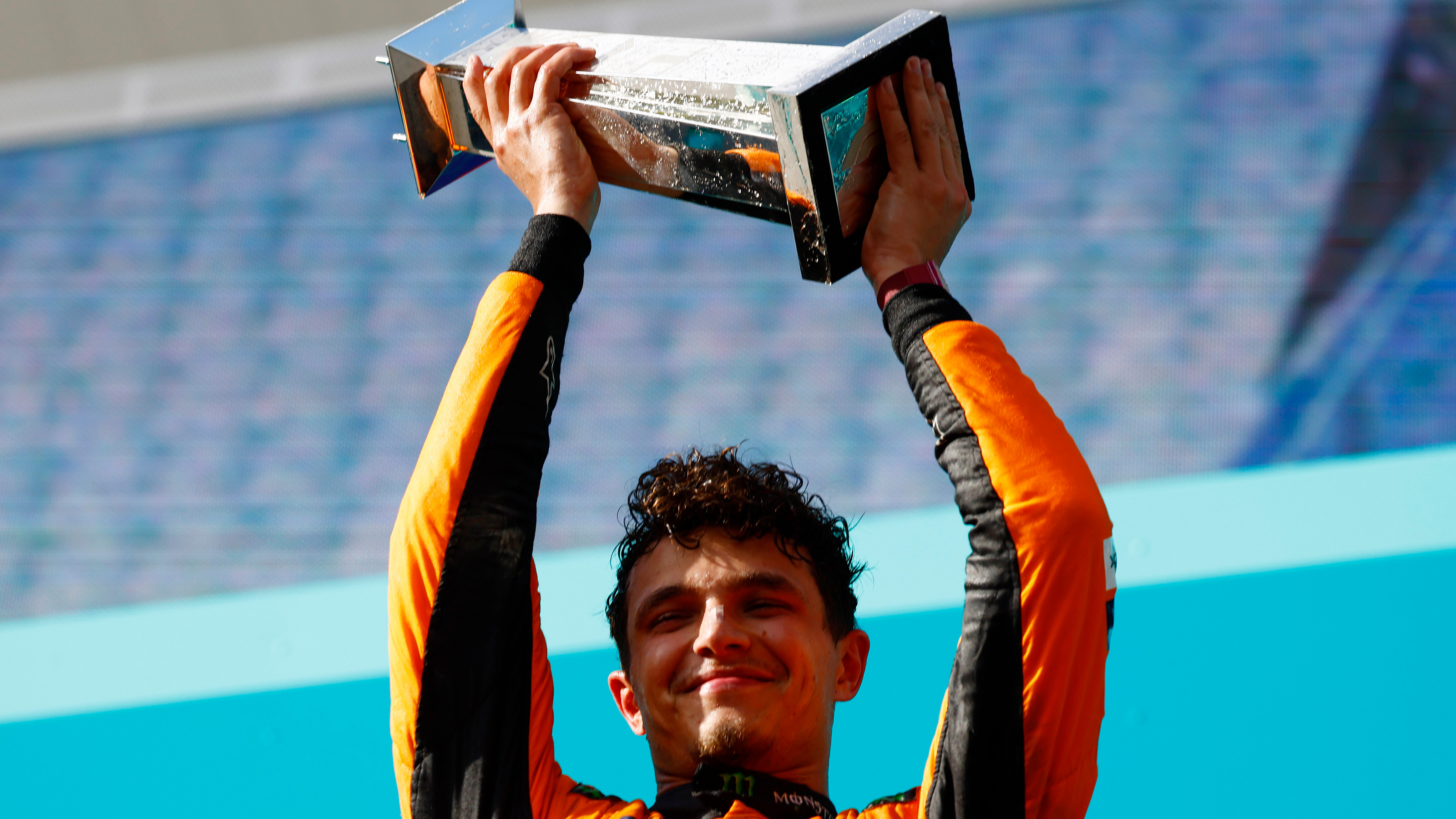 Lando Norris McLaren win Miami trophy