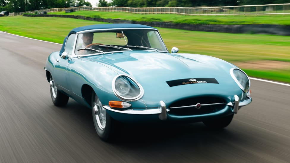 Electrogenic e-Type Jag on Goodwood track