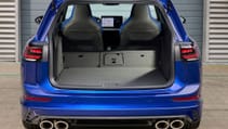 The 2024 Golf R Variant estate in blue rear boot with seats down