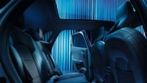 Renault Symbioz SUV - interior shot of rear passenger seats and pano roof