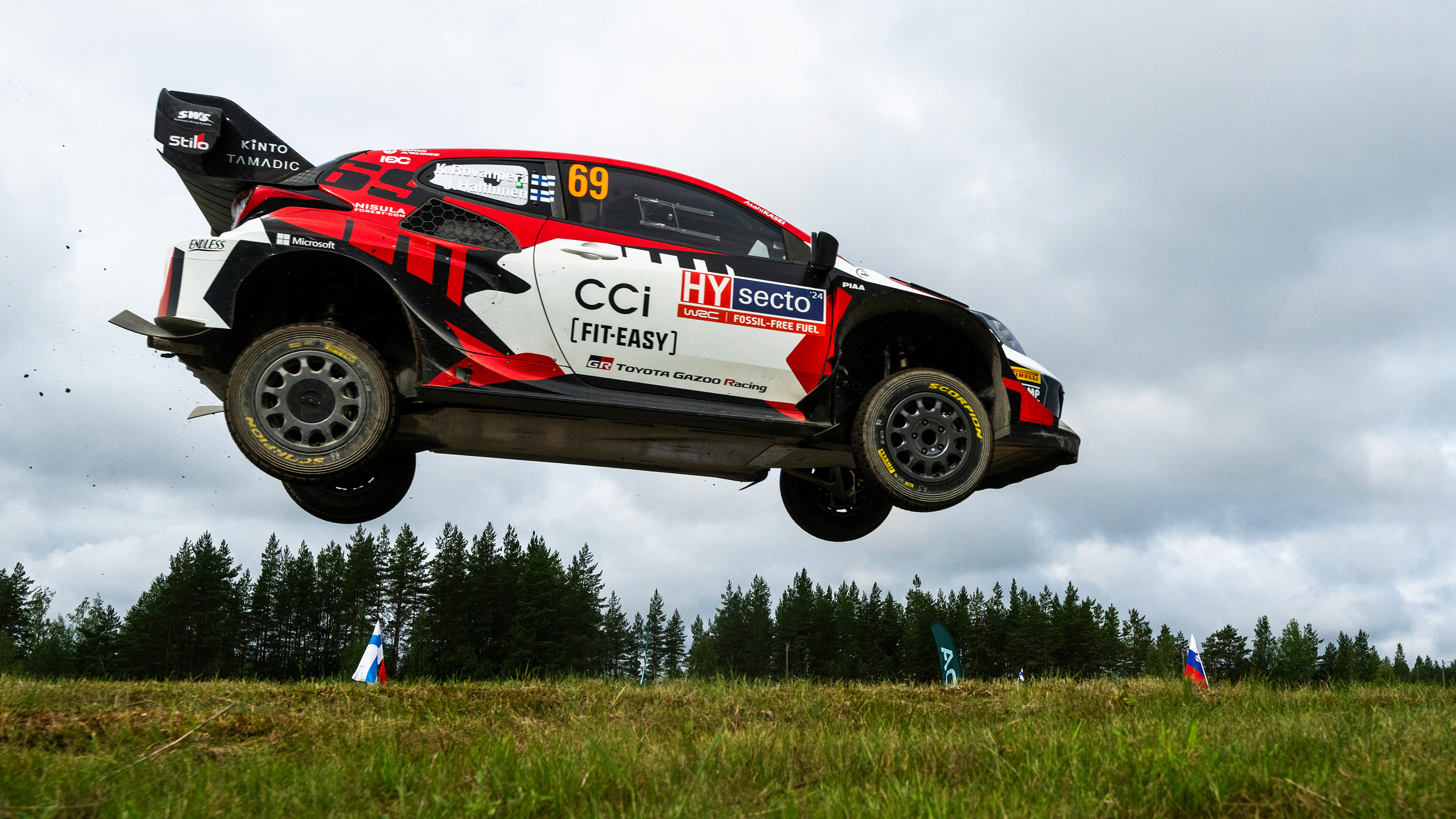 Kalle Rovanpera Rally Finland 2024 Toyota GR Yaris Rally1 jump