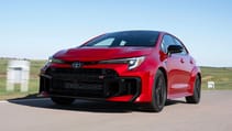 Toyota GR Corolla exterior front three quarter dynamic