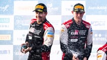 Scott Martin Elfyn Evans podium champagne