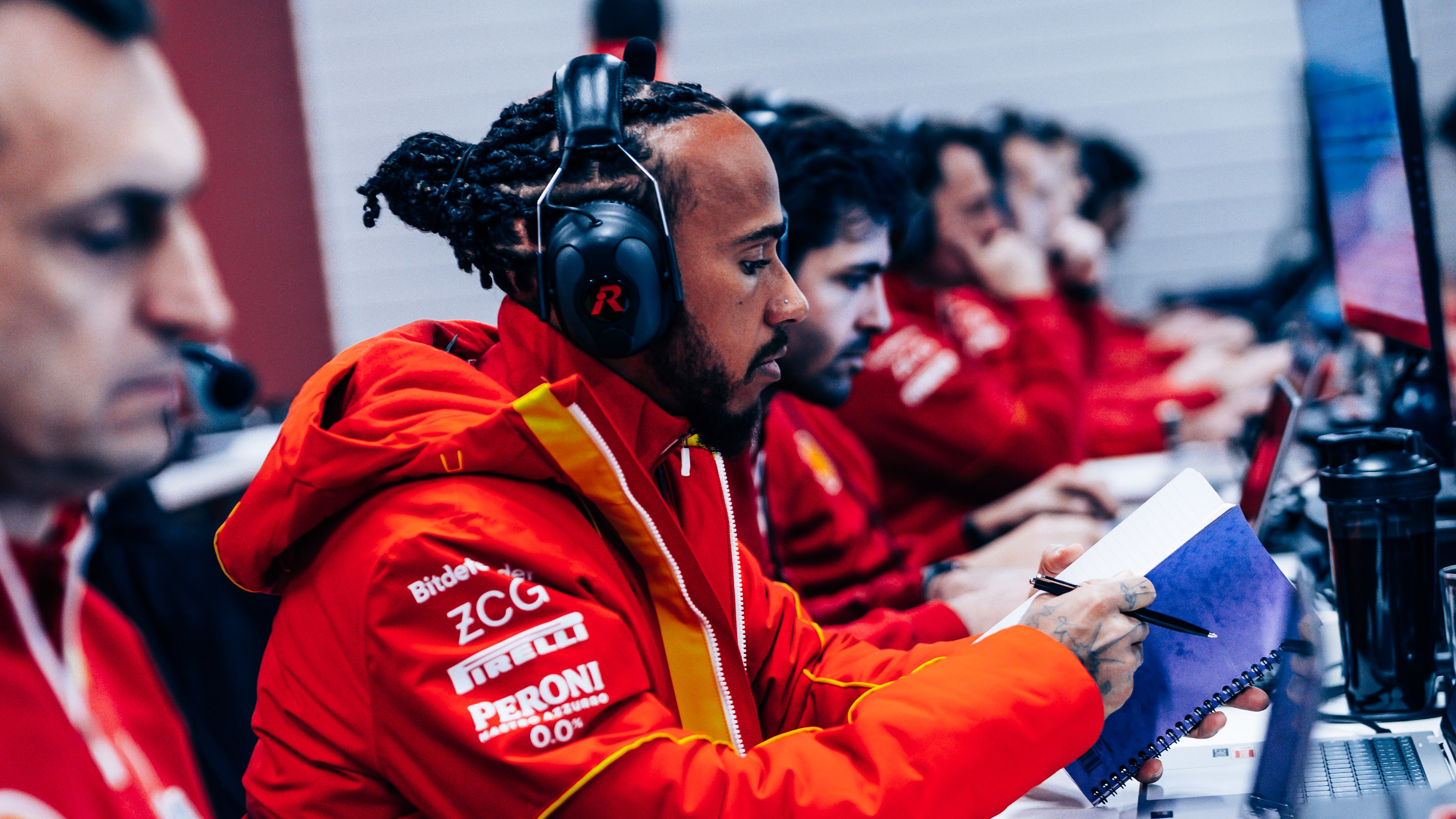 Lewis Hamilton Ferrari garage