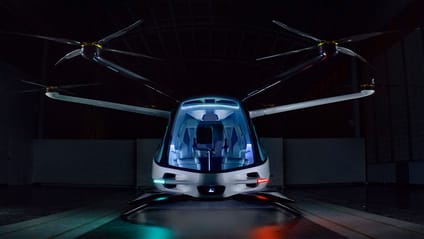 BMW Skai dead-on front shot in an aeroplane hangar