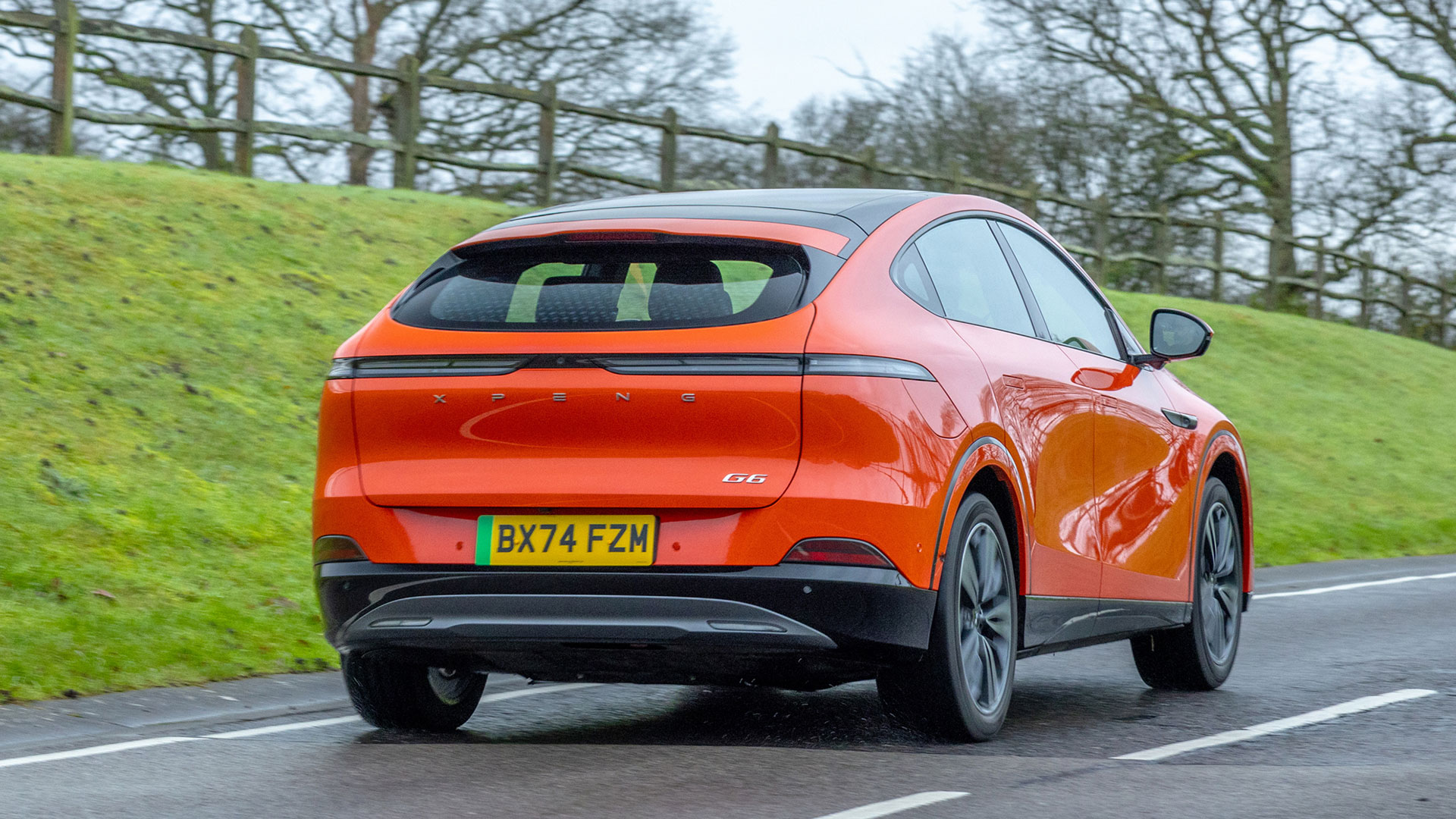 Driving rear shot of Xpeng G6