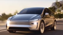 Front driving shot of 2025 Tesla Model Y, codenamed Juniper