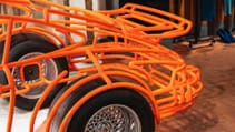 Close up shot of Benedict Radcliffe's lifesized Porsche 934 wire model, rear