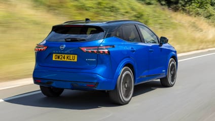 Driving shot of Nissan Qashqai, from rear