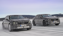 BMW Neue Klasse 3ser on ice - twin driving shot from front three quarter