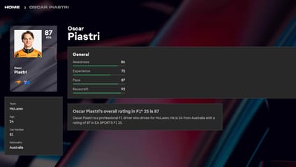 F1 25, Oscar Piastri