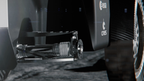 Close shot of the Venturi Mona Luna's suspension