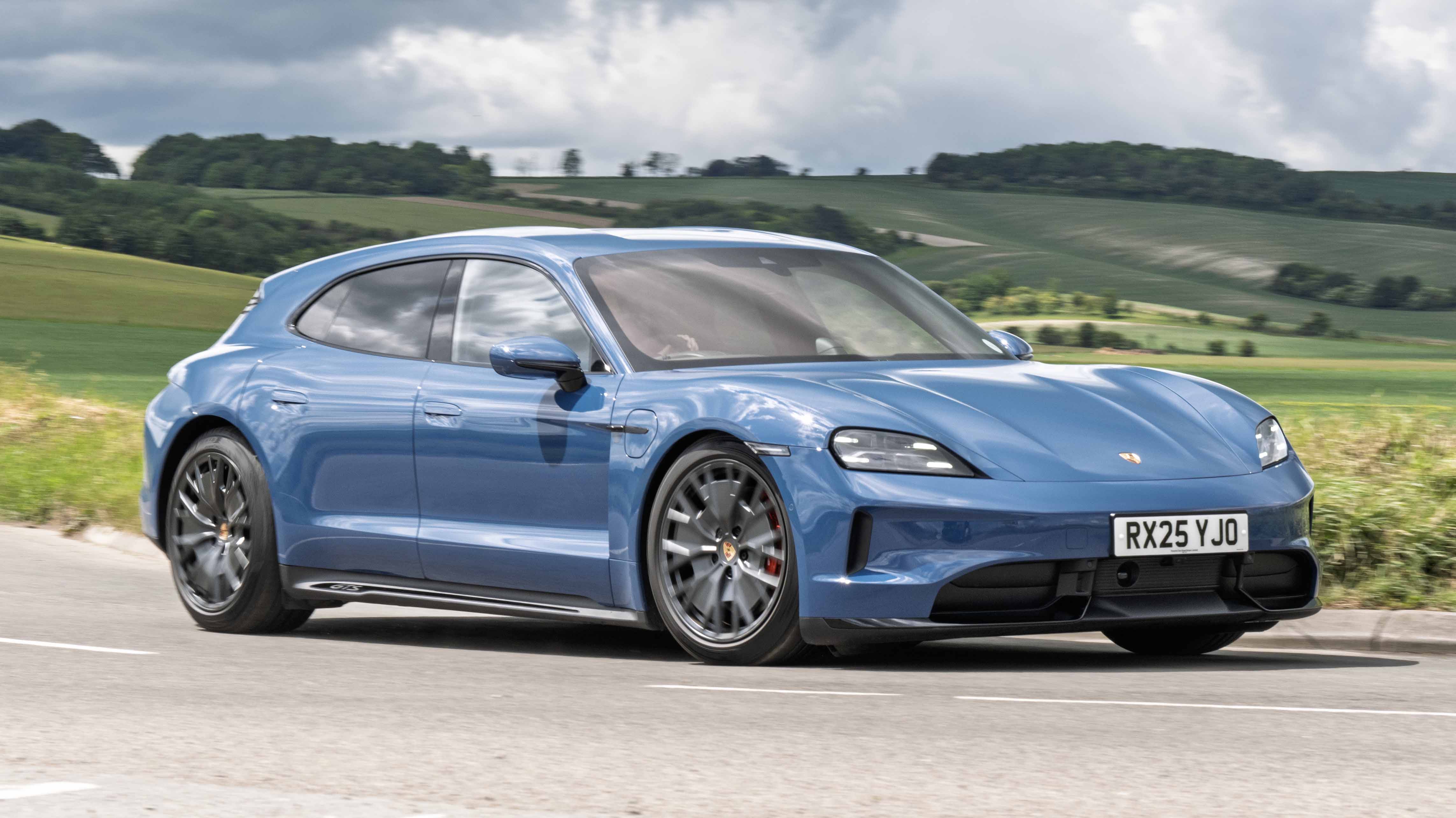 Porsche Taycan Sport Turismo exterior front three quarter dynamic
