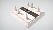 Graphic of model car on a road 