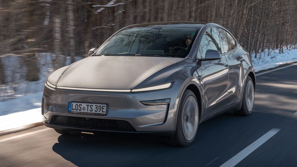 Driving shot of the Tesla Model Y