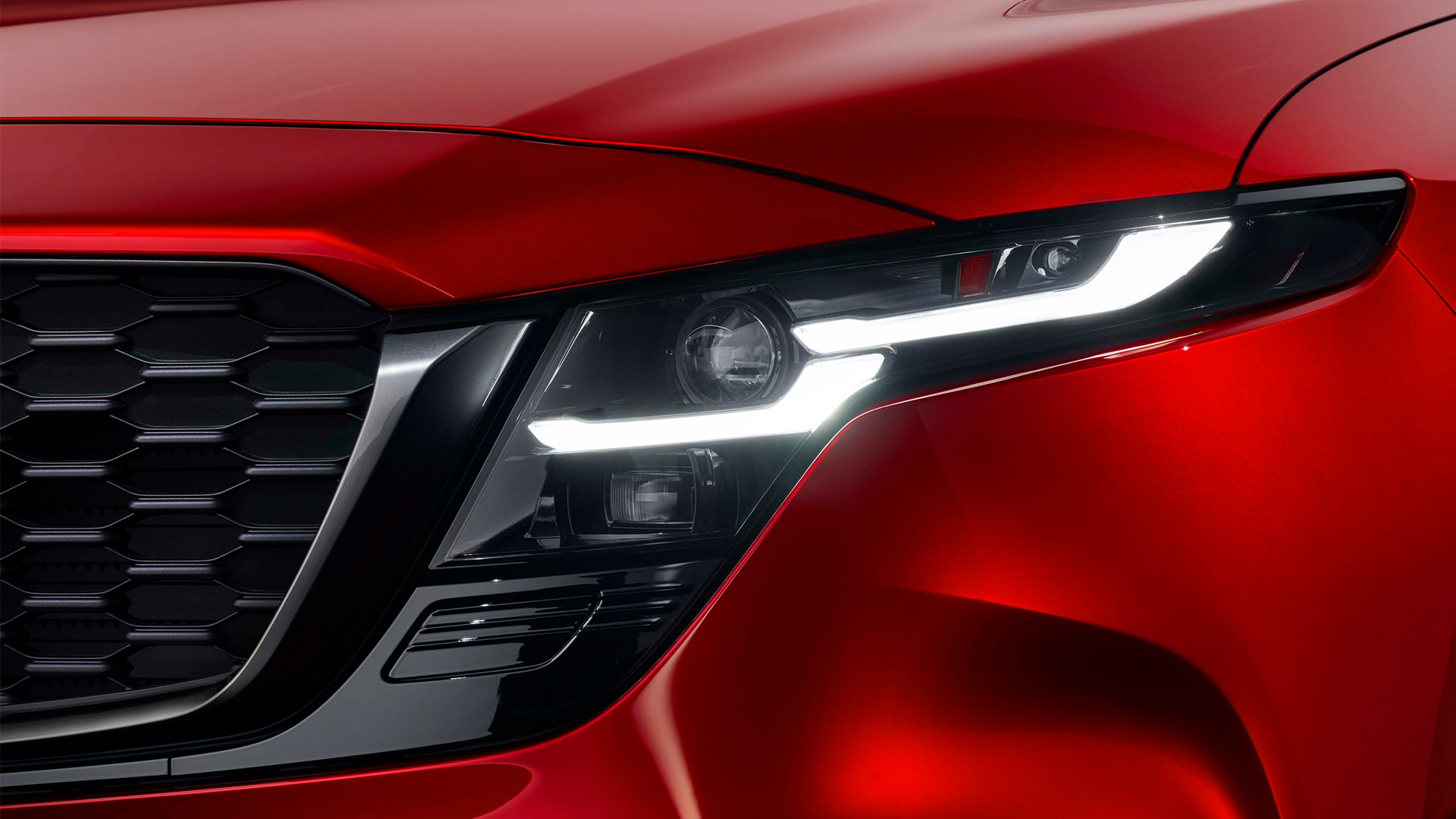 Close-up shot of new Mazda CX-5 SUV, headlight