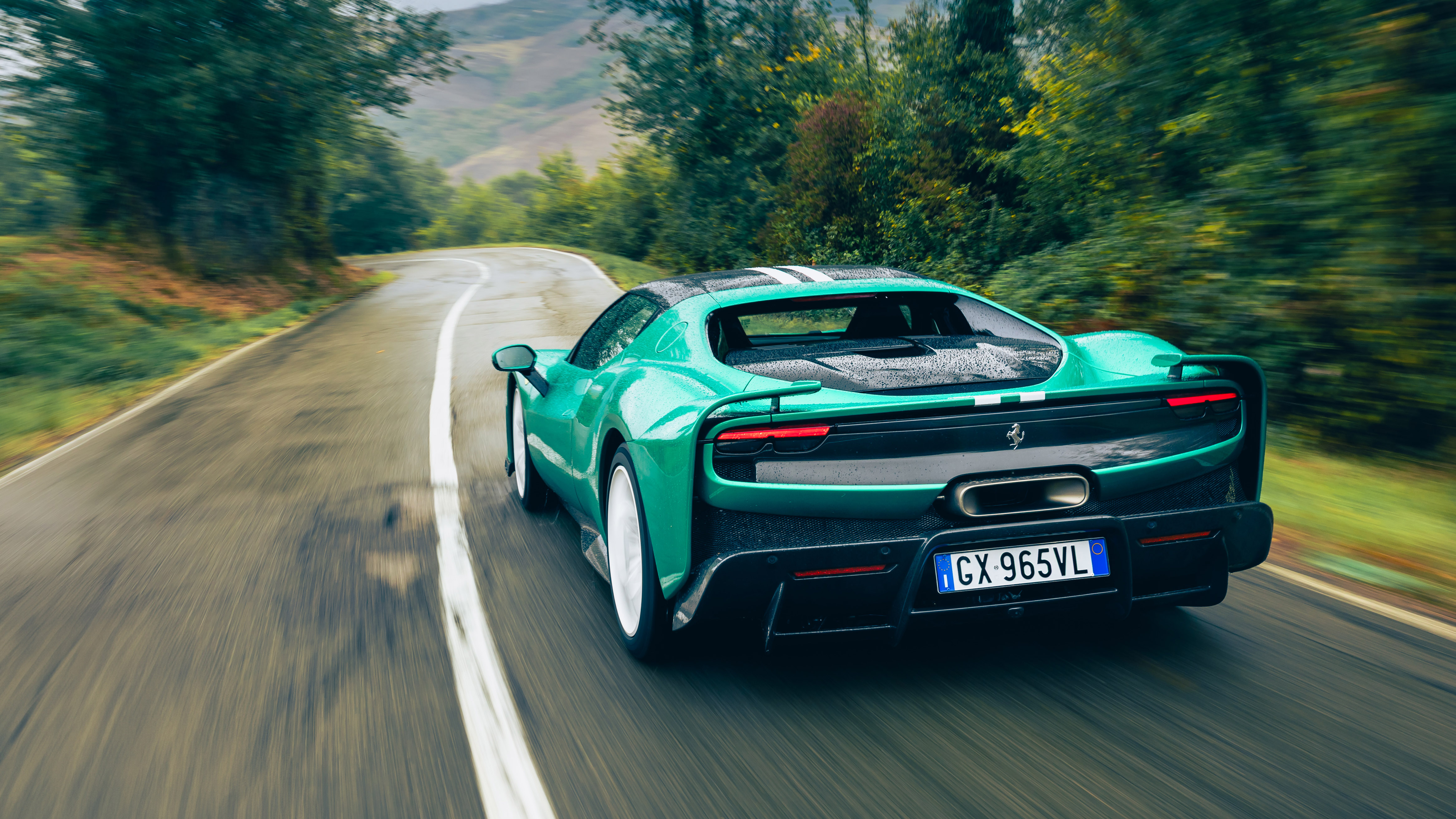 Ferrari 296 Speciale green rear tracking