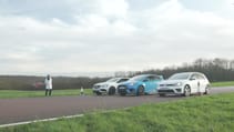 Focus RS vs A45AMG vs Golf R drag race