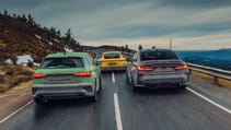 Audi RS3 Sportback + BMW M3 Comp xDrive + Porsche 911 C4 GTS + Lambo Aventador SVJ Roadster