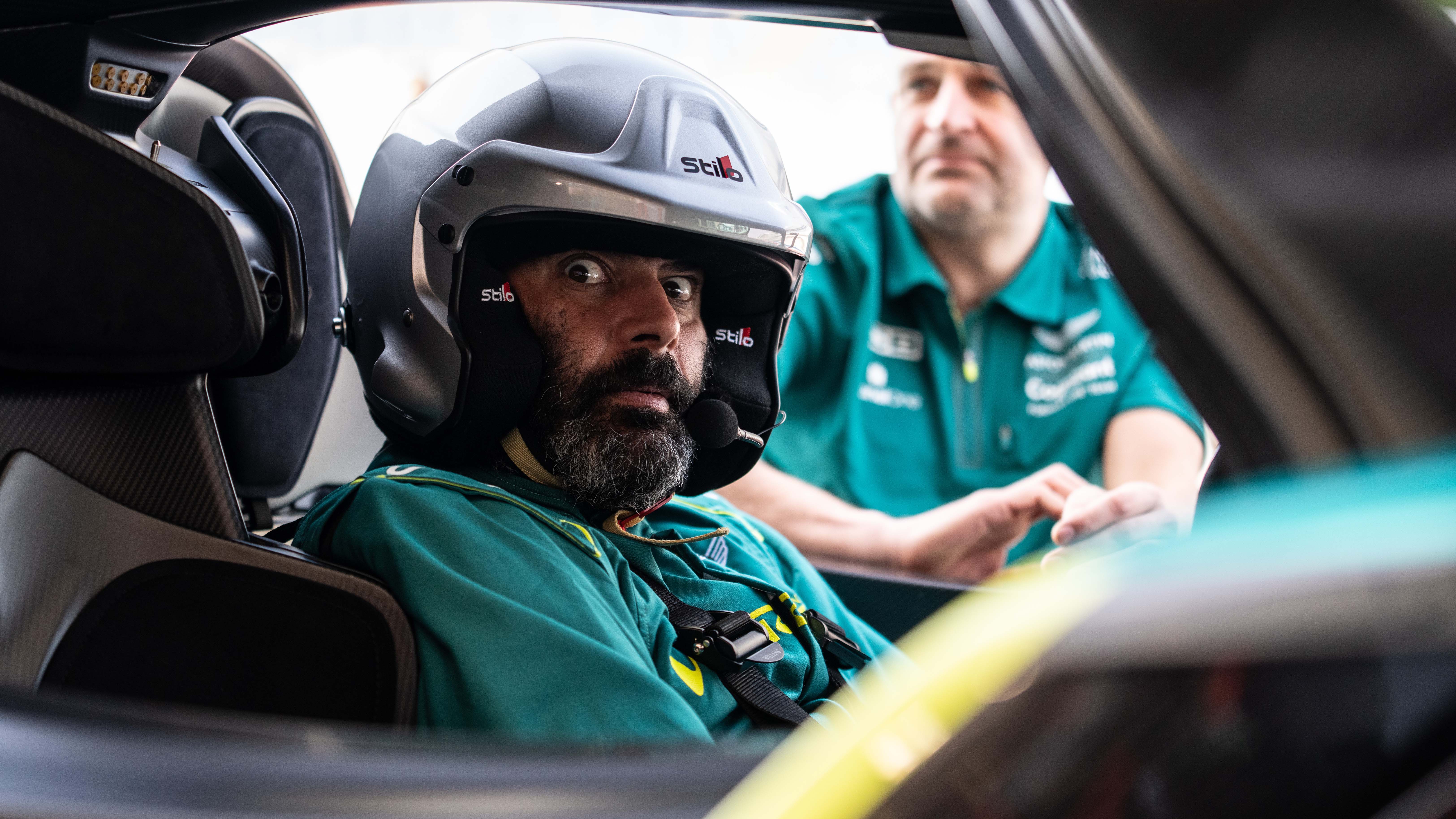 Chris Harris drives the Aston Martin Valkyrie on track