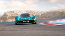 Chris Harris drives the Aston Martin Valkyrie on track