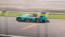 Chris Harris drives the Aston Martin Valkyrie on track