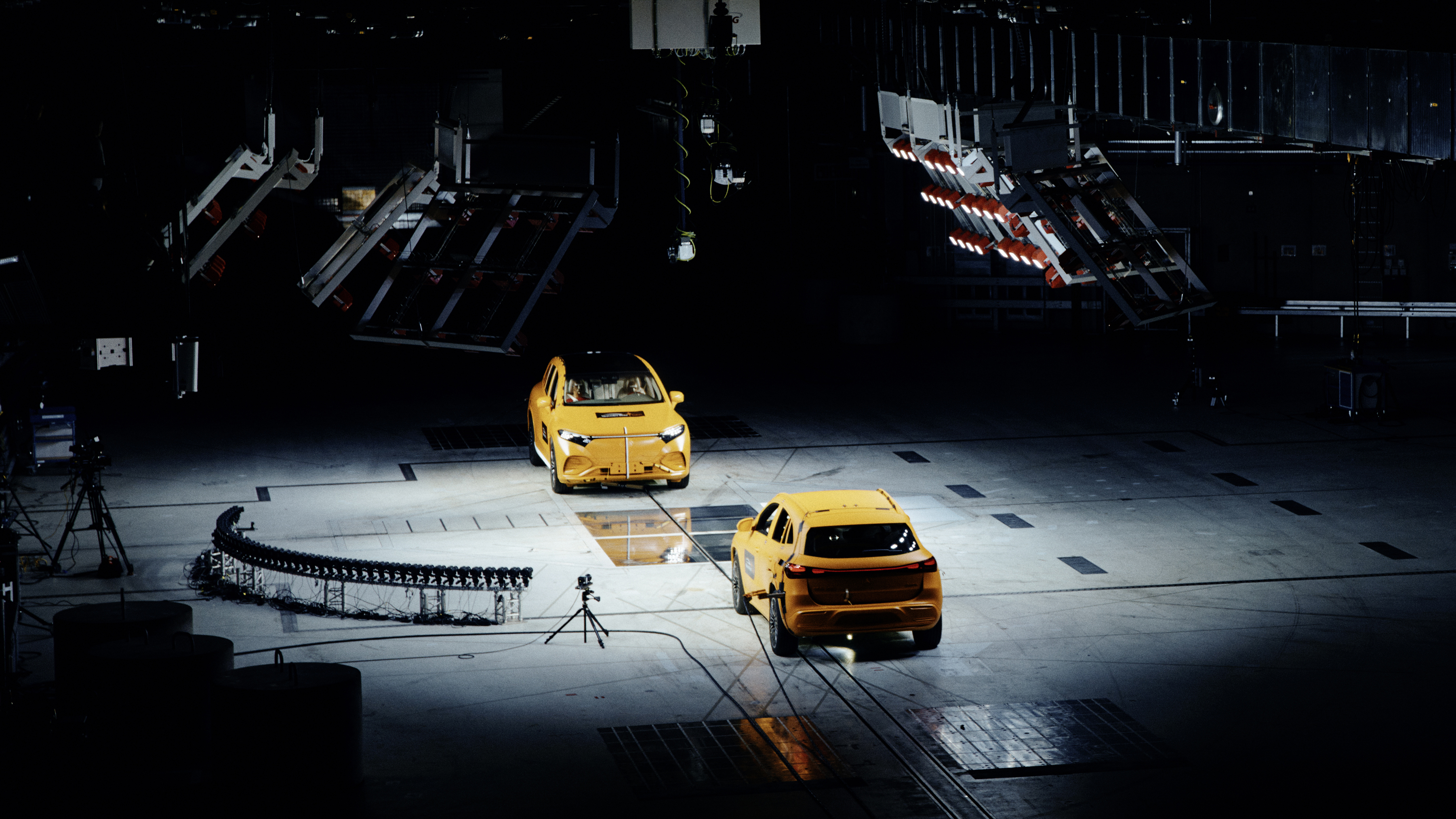 Behind the scenes at a live Mercedes-Benz electric car crash test