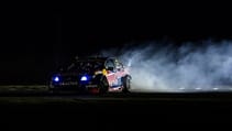 Shane van Gisbergen drifts a custom VF Holden Commodore Supercar