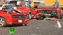 Ferrari Graveyard: Video of 14 supercar pile-up in Japan