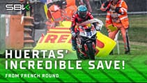 INSANE SAVE: Huertas SOMEHOW saves it after huge moments in wet Warm Up 😱 | 2024 #FrenchWorldSBK 🇫🇷