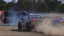 Massive rollover in SuperUtes race