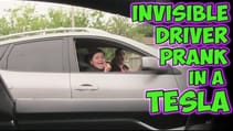 Invisible Driver Prank In A Tesla!