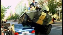 Vilnius Mayor A.Zuokas Fights Illegally Parked Cars with Tank