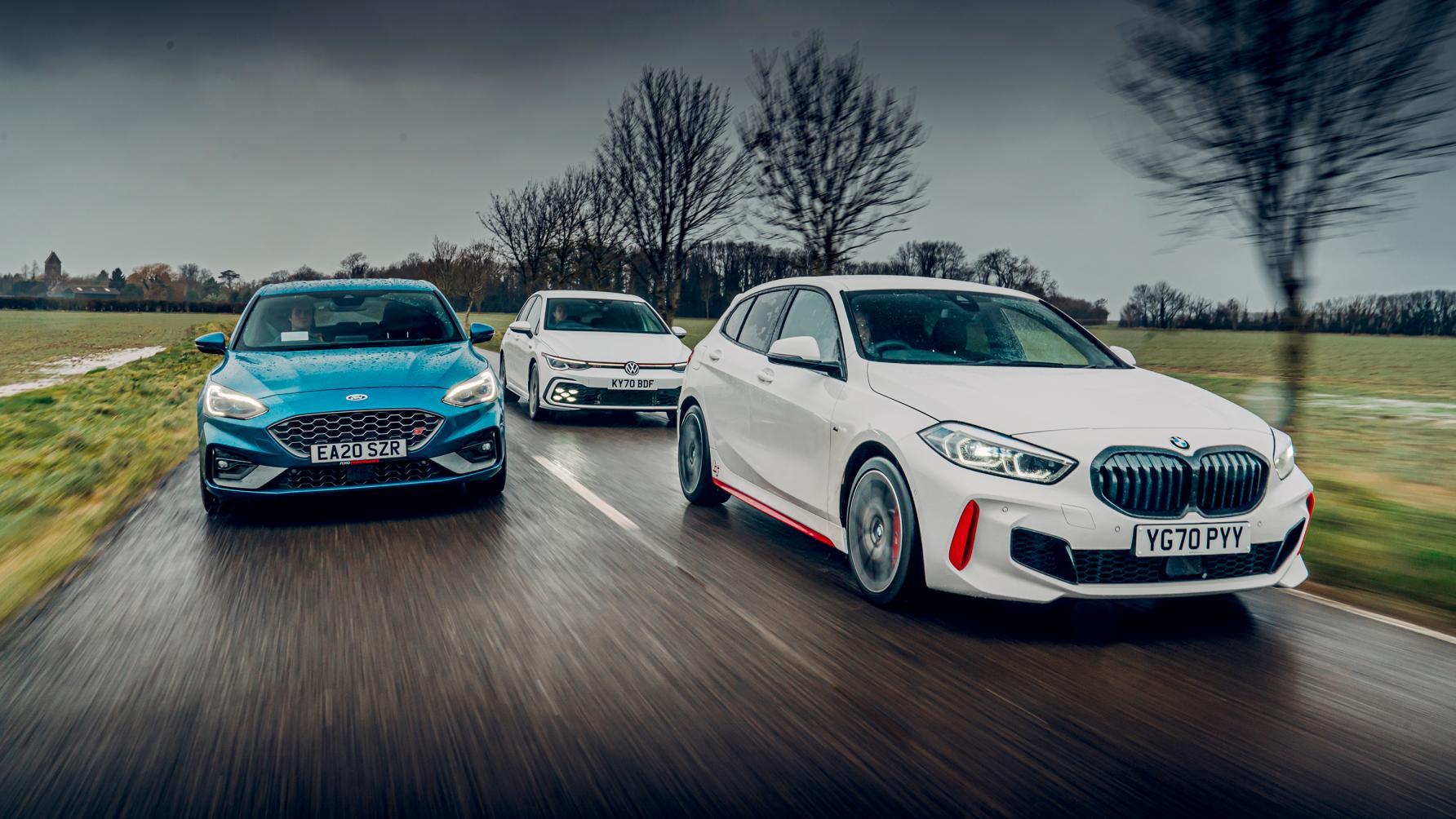 Ford Focus ST vs VW Golf GTI vs BMW 128ti