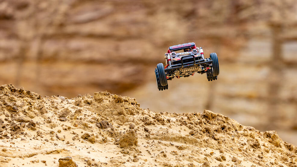 Tamiya Wild One remote control car jump