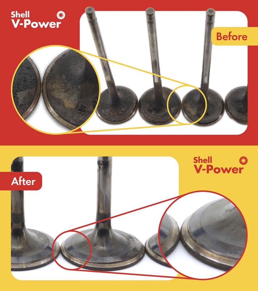 Shell V-Power engine parts before and after shots